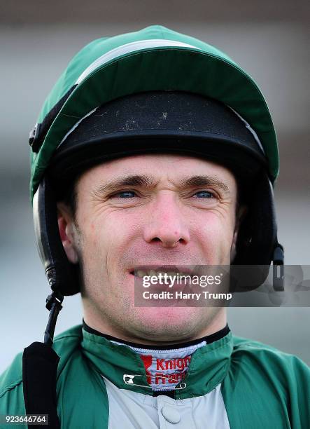 Jockey Tom Scudamore at Exeter Racecourse on February 23, 2018 in Exeter, England.