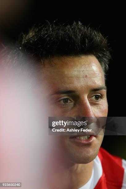 Cooper Cronk of the Roosters looks on after the game during the NRL Trial match between the Manly Sea Eagles and the Sydney Roosters at Central Coast...