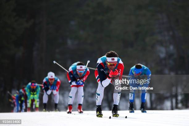 Emil Iversen of Norway competes during the Men's 50km Mass Start Classic on day 15 of the PyeongChang 2018 Winter Olympic Games at Alpensia...