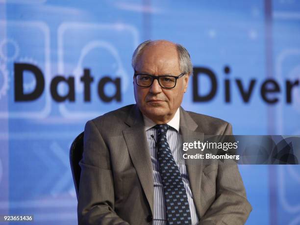 Edward Scicluna, Malta's finance minister, looks on during the ET Global Business Summit in New Delhi, India, on Saturday, Feb. 24, 2018. The summit...