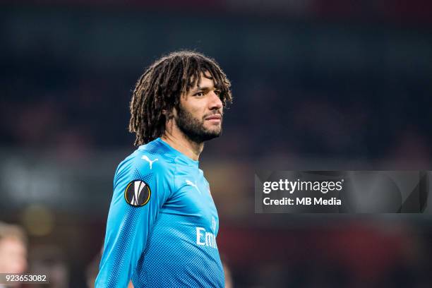 Mohamed Elneny of Arsenal during UEFA Europa League Round of 32 match between Arsenal and Ostersunds FK at the Emirates Stadium on February 22, 2018...