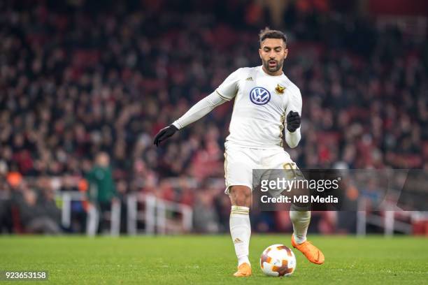 Saman Ghoddos of Ostersunds FK during UEFA Europa League Round of 32 match between Arsenal and Ostersunds FK at the Emirates Stadium on February 22,...