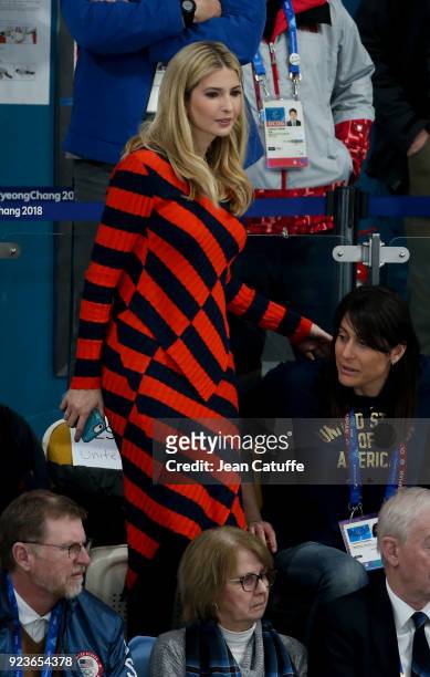 Ivanka Trump attends the Curling Men's Gold Medal Game between USA and Sweden on day fifteen of the PyeongChang 2018 Winter Olympic Games at...