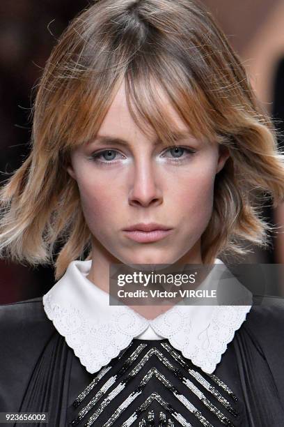 Edie Campbell walks the runway at the Fendi Ready to Wear Fall/Winter 2018-2019 fashion show during Milan Fashion Week Fall/Winter 2018/19 on...