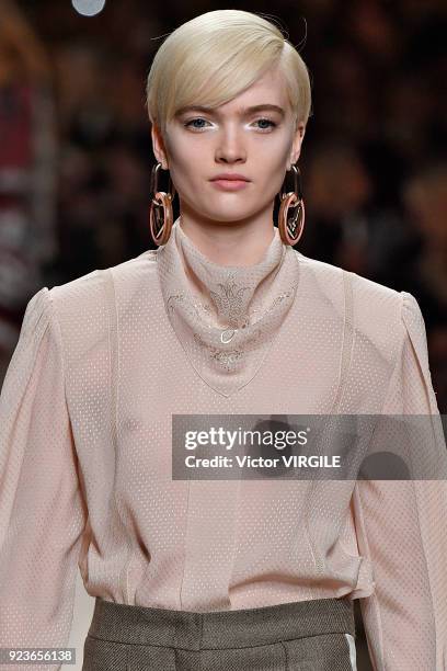 Model walks the runway at the Fendi Ready to Wear Fall/Winter 2018-2019 fashion show during Milan Fashion Week Fall/Winter 2018/19 on February 22,...