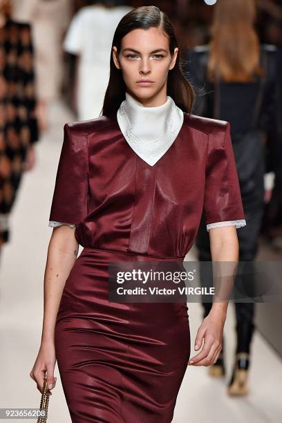 Vittoria Ceretti walks the runway at the Fendi Ready to Wear Fall/Winter 2018-2019 fashion show during Milan Fashion Week Fall/Winter 2018/19 on...