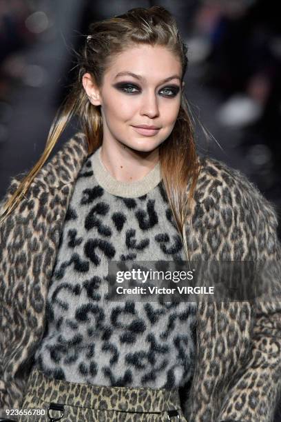 Gigi Hadid walks the runway at the Max Mara Ready to Wear Fall/Winter 2018-2019 fashion show during Milan Fashion Week Fall/Winter 2018/19 on...