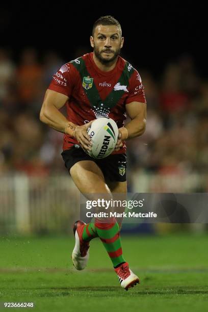 Robbie Farah of the Rabbitohs in action during the NRL trial match between the South Sydney Rabbitohs and the St George Illawarra Dragons at Glen...