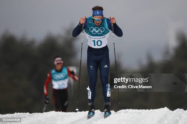 Andrew Musgrave of Great Britain competes during the Men's 50km Mass Start Classic on day 15 of the PyeongChang 2018 Winter Olympic Games at Alpensia...