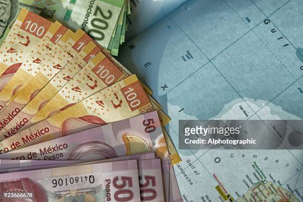 mexico map and pesos - newly industrialized country stock pictures, royalty-free photos & images