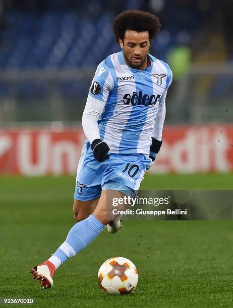 Felipe Anderson of SS Lazio in action during UEFA Europa League Round of 32 match between Lazio and Steaua Bucharest at the Stadio Olimpico on...