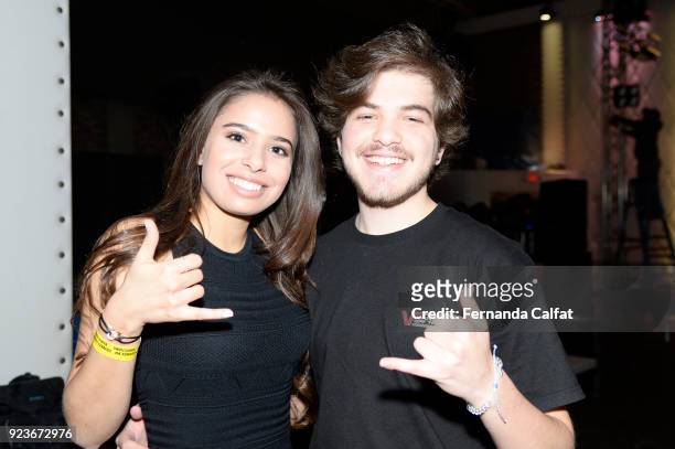 Pop Singer Emilia Pedersen and Ian Oliveira attend at DJ Alok Performs In Newark, NJ at Bar Code on February 23, 2018 in Newark, New Jersey.