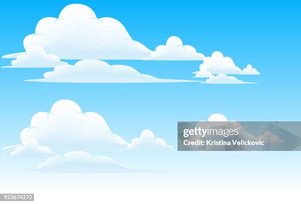 ilustraciones, imágenes clip art, dibujos animados e iconos de stock de nubes - paisaje con nubes