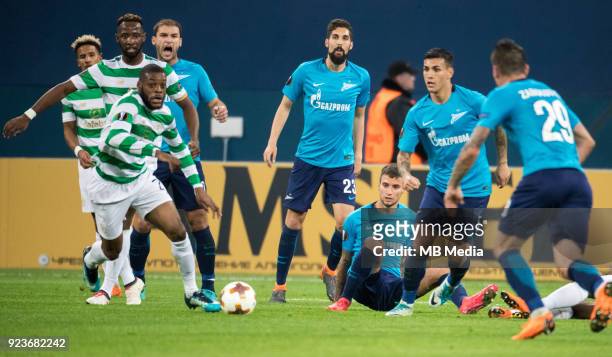 Europa League, Round of 32: Zenit St Petersburg 3 - 0 Celtic F.C. Celtic's Scott Sinclair, Moussa Dembele, Olivier Ntcham and Zenit St Petersburg's...