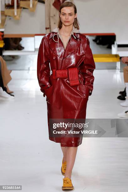 Model walks the runway at the Tod's Ready to Wear Fall/Winter 2018-2019 fashion show during Milan Fashion Week Fall/Winter 2018/19 on February 23,...