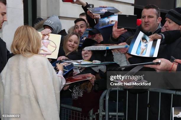 Kylie Minogue seen at BBC Radio 2 on February 24, 2018 in London, England.