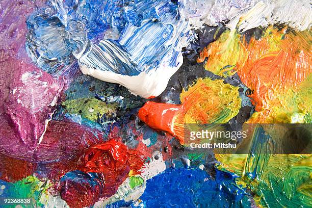 Oil Paint Palette Very Colorful High-Res Stock Photo - Getty Images