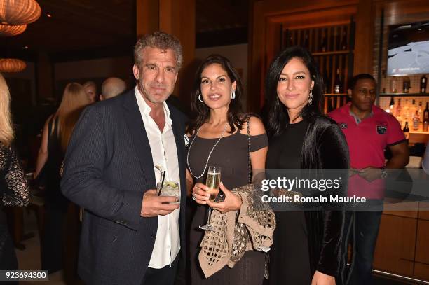 Barry Skolnick, Missy Brody and Violet Camacho attend HUBLOT Dinner Honoring Chef Nobu Matsuhisa at Nobu on February 23, 2018 in Miami Beach, Florida.