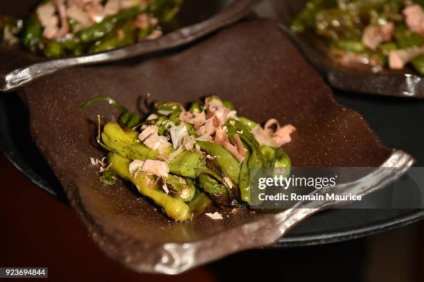 View of the food at HUBLOT Dinner Honoring Chef Nobu Matsuhisa at Nobu on February 23, 2018 in Miami Beach, Florida.