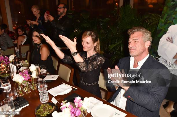 Veronica Sberro and Barry Skolnick attend HUBLOT Dinner Honoring Chef Nobu Matsuhisa at Nobu on February 23, 2018 in Miami Beach, Florida.