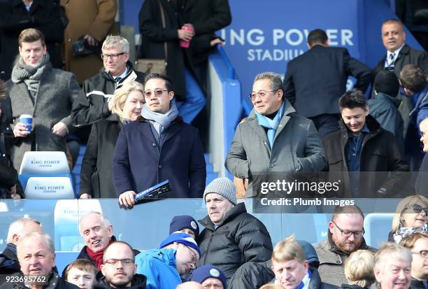 Chairman Vichai Srivaddhanaprabha and Vice chairman Aiyawatt Srivaddhanaprabha of Leicester City at King Power Stadium ahead of the Premier League...