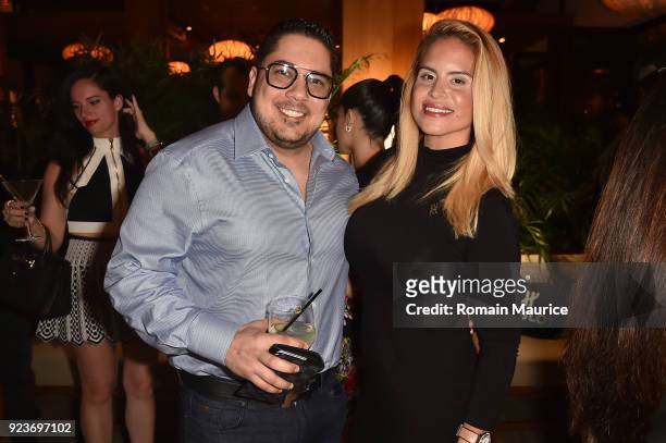 Leon Salazar and Joanny Machin attend HUBLOT Dinner Honoring Chef Nobu Matsuhisa at Nobu on February 23, 2018 in Miami Beach, Florida.