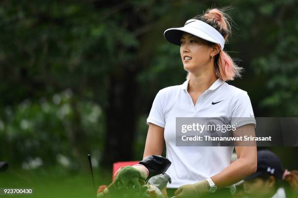 Michelle Wie of United States smiles during the Honda LPGA Thailand at Siam Country Club on February 24, 2018 in Chonburi, Thailand.