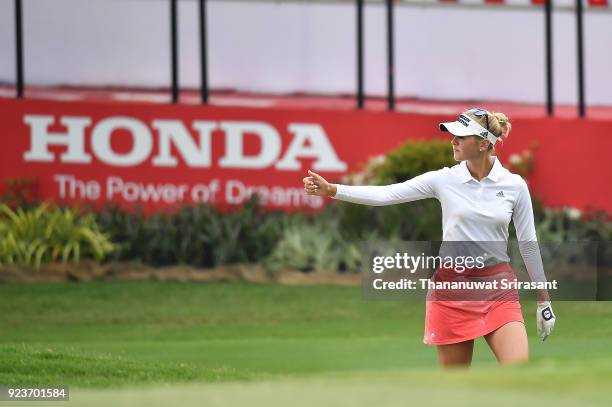 Jessica Korda of United States looks on during the Honda LPGA Thailand at Siam Country Club on February 24, 2018 in Chonburi, Thailand.