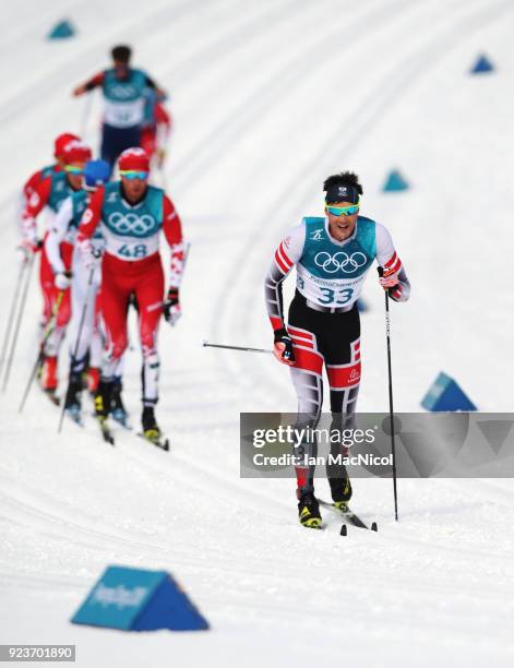 Max Hauke of Austria is seen during the Men's 50km Mass Start Classic at Alpensia Cross-Country Centre on February 24, 2018 in Pyeongchang-gun, South...