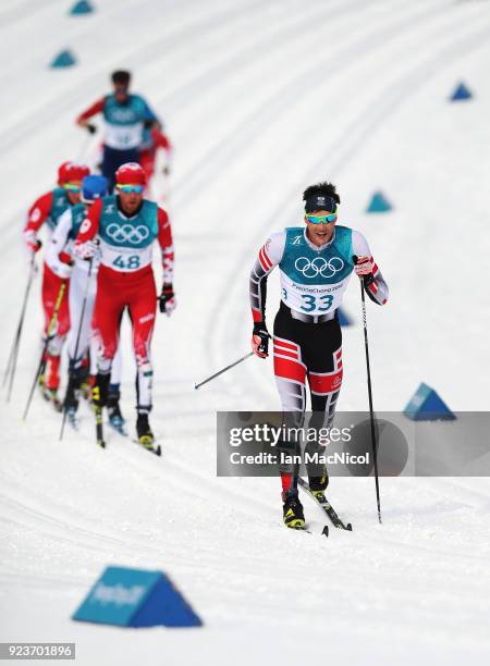 Max Hauke of Austria is seen during the Men's 50km Mass Start Classic at Alpensia Cross-Country Centre on February 24, 2018 in Pyeongchang-gun, South...