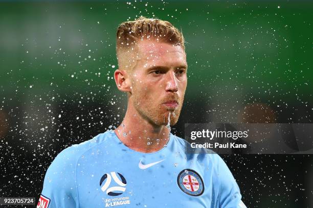 Olivier Bozanic of Melbourne walks from the field after being defeated during the round 21 A-League match between the Perth Glory and Melbourne City...