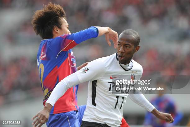 Martinus of Urawa Red Diamonds in action during the J.League J1 match between FC Tokyo and Urawa Red Diamonds at Ajinomoto Stadium on February 24,...