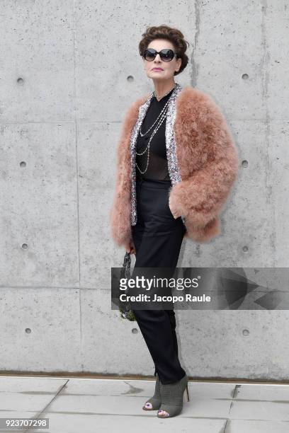 Antonia Dell'Atte attends the Giorgio Armani show during Milan Fashion Week Fall/Winter 2018/19 on February 24, 2018 in Milan, Italy.