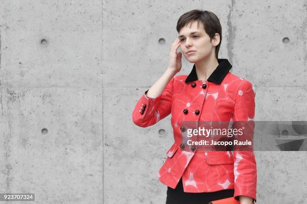 Sara Serraiocco attends the Giorgio Armani show during Milan Fashion Week Fall/Winter 2018/19 on February 24, 2018 in Milan, Italy.