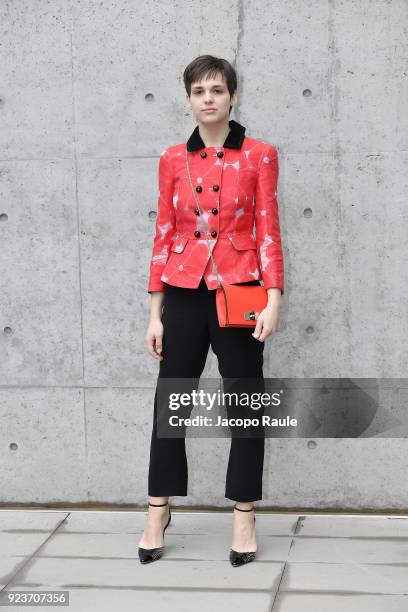 Sara Serraiocco attends the Giorgio Armani show during Milan Fashion Week Fall/Winter 2018/19 on February 24, 2018 in Milan, Italy.