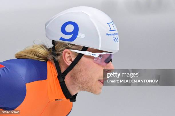 Netherlands' Koen Verweij competes in the men's mass start final speed skating event during the Pyeongchang 2018 Winter Olympic Games at the...