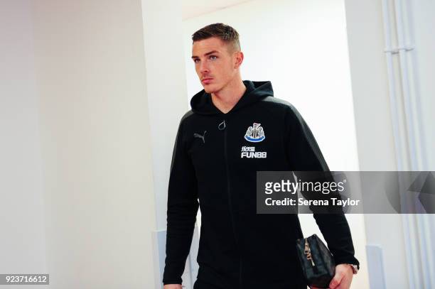 Ciaran Clark of Newcastle United arrives to the Vitality Stadium during the Premier League match between AFC Bournemouth and Newcastle United at...