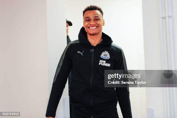 Jacob Murphy of Newcastle United arrives to the Vitality Stadium during the Premier League match between AFC Bournemouth and Newcastle United at...