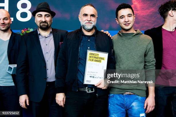 Actor director Karim Ainouz and two members of his film crew receive Amnesty International film Prize at the Awards Of The Independent Juries press...