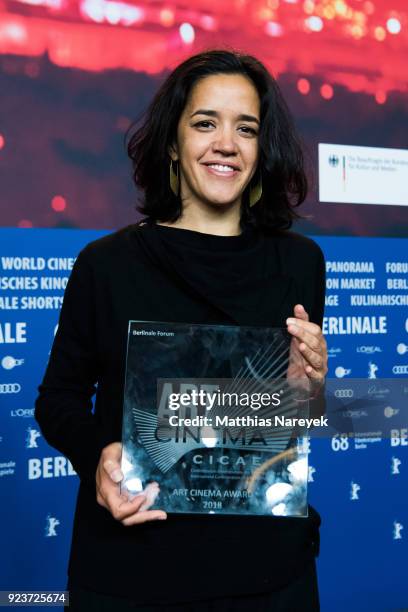 Lola Arias is awarded with the CICAE art cinema award at the Awards Of The Independent Juries press conference during the 68th Berlinale...