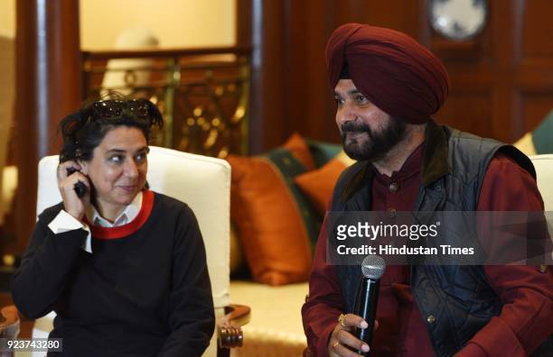 Navjot Singh Sidhu, Minister of Tourism, Cultural Affairs, and Museums of the State of Punjab addressing a press conference on first International...