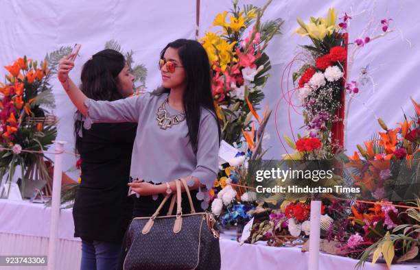 People visit the two-day flower show "The Spring Fest Flowers Festival" at Leisure Valley Park. The flowers show organized by Huda department on 24...