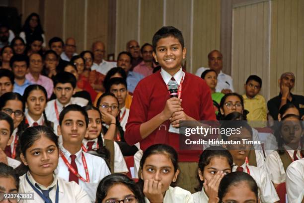 Students from different schools attend Hindustan Times Scholarship Program 2017-18 at Rangsharda Auditorium, Bandra, on February 23, 2018 in Mumbai,...