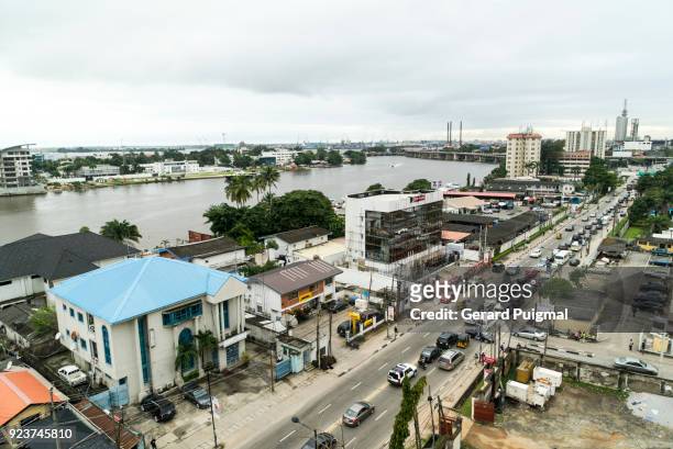 view from a flat balcony in lagos (nigeria) - nigeria city stock-fotos und bilder