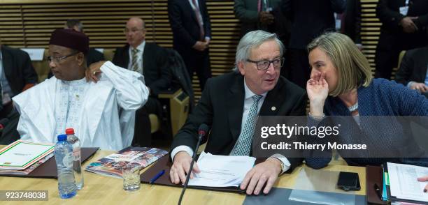 President of Niger Mahamadou Issoufou , President of the European Commission Jean-Claude Juncker and the EU High Representative of the Union for...