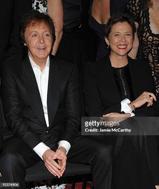 Sir Paul McCartney and Annette Bening attend the Chance & Chemistry: A Centennial Celebration of Frank Loesser benefit concert at Minskoff Theatre on...