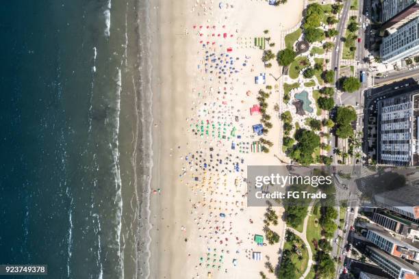 aerial view of santos in the state of sao paulo, brazil - ubatuba stock pictures, royalty-free photos & images