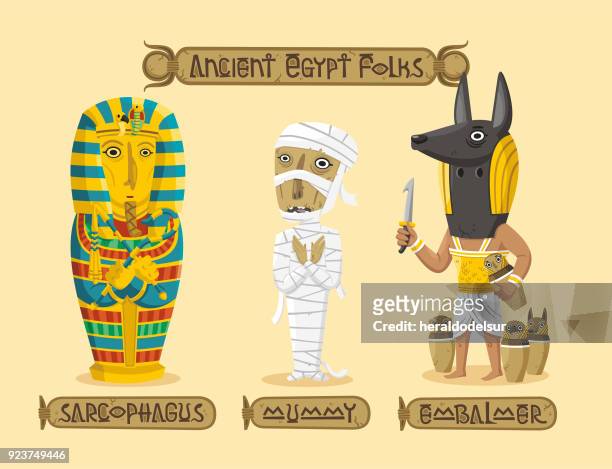 ilustrações de stock, clip art, desenhos animados e ícones de ancient egypt characters set - coffin
