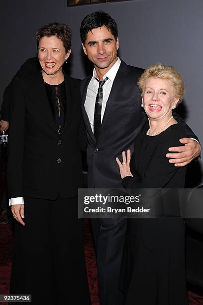 Actors Annette Bening, John Stamos and Jo Sullivan Loesser attend the Chance And Chemistry: A Centennial Celebration of Frank Loesser Actors Fund...