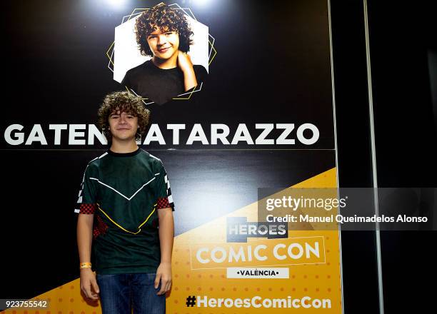 Actor Gaten Matarazzo attends the Heroes Comic Con at Feria Valencia on February 24, 2018 in Valencia, Spain.